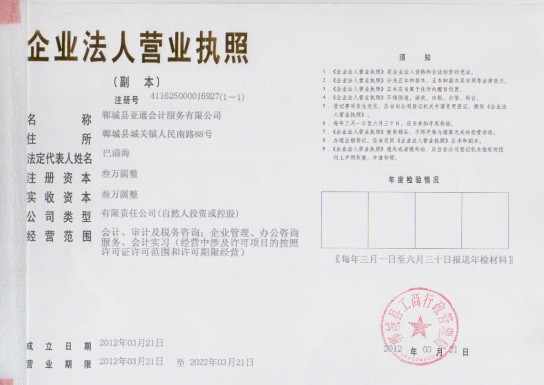 法人營(yíng)業(yè)執(zhí)照